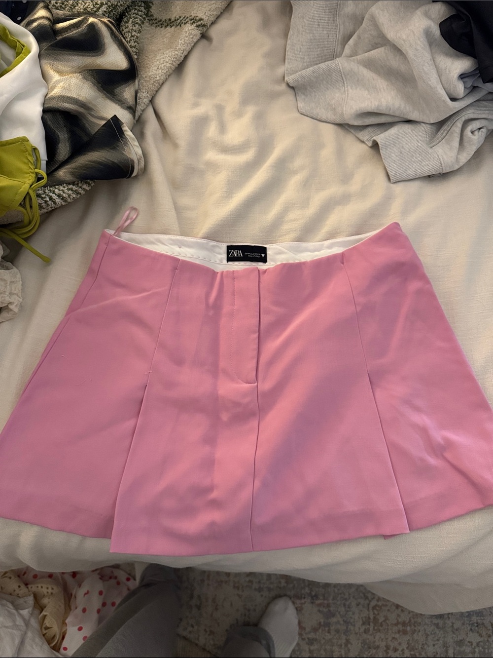 ZARA Pink Mini Skirt - Pleated A-Line